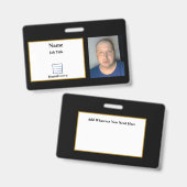 黒の従業員IDバッジ バッジ (正面＆裏面)