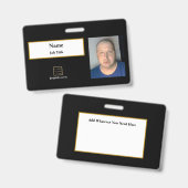 黒の従業員IDバッジ バッジ (正面＆裏面)