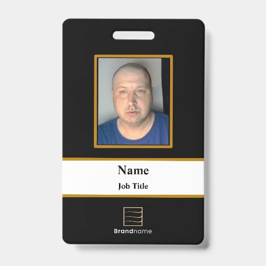 黒の従業員IDバッジ バッジ (正面)