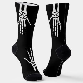 黒の怖いハロウィンに骸骨の手 ソックス