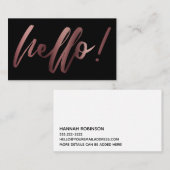 黒の手書きのばら色の金ゴールドのグラデーションなこんにちは 名刺 (正面/裏面)