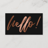 黒の手書きの滑らかな銅のグラデーションなこんにちは 名刺 (正面)