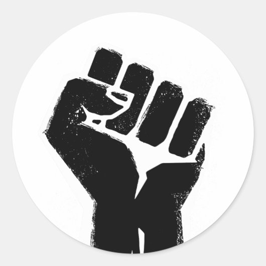 黒の抗議フィスト ラウンドシール (正面)