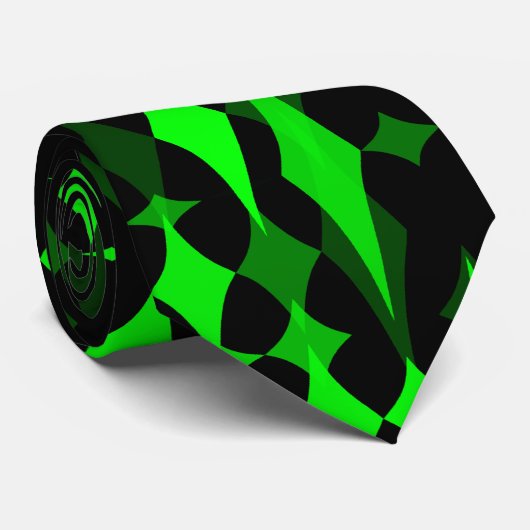 黒の抽出されたネオン緑のダイヤモンド ネクタイ (ロール)
