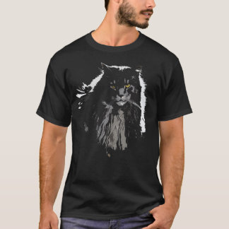 黒の抽象的なノルウェーの森林猫 Tシャツ