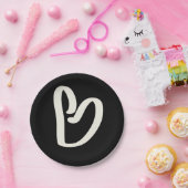 黒の抽象的な白いハート ペーパープレート (パーティー)