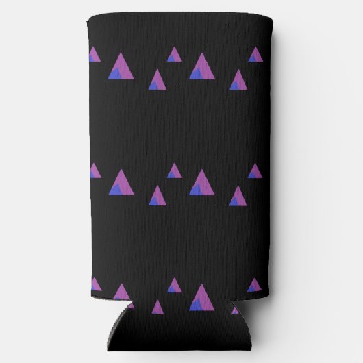 黒の抽象芸術の紫色の三角形 スリム缶クーラー (裏面)