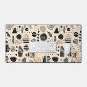 黒の抽象芸術パターン デスクマット (キーボード&マウス)