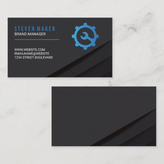 黒の抽象芸術パネル |レンチギアロゴ 名刺 (正面/裏面)