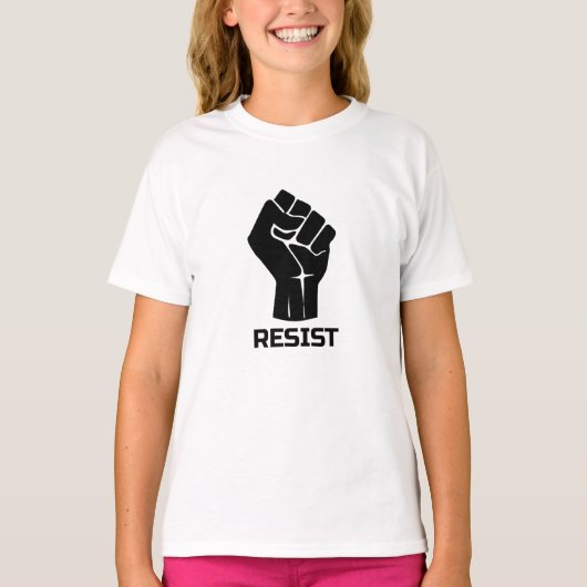 黒の握り拳レジスト Tシャツ (正面)