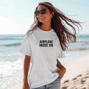 黒の携帯飛行機モードの面白いハイキングシャツ Tシャツ