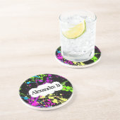 黒の新しいレトロのネオンペンキの（ばちゃばちゃ）跳ねる コースター (側面)