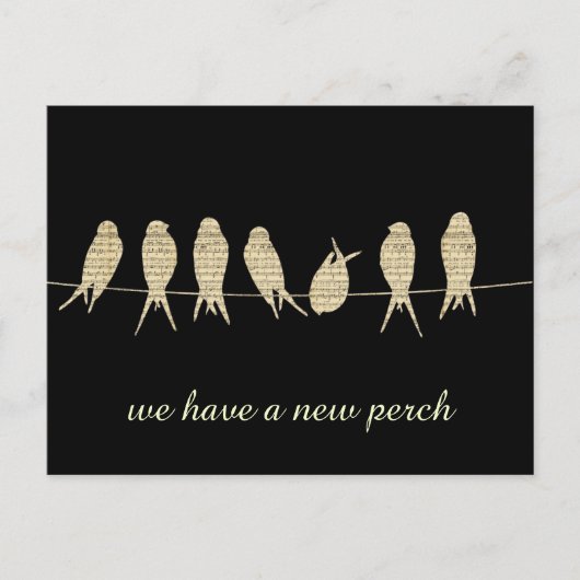 黒の新しい住所の変更 案内ポストカード (正面)