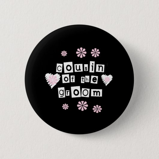 黒の新郎の白のいとこ 缶バッジ (正面)