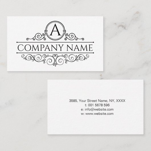 黒の旋回モエレガントノグラムフレーム 名刺 (正面/裏面)