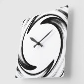 黒の旋回抽象芸術アート スクエア壁時計 (傾斜)