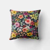 黒の明るいフローラサテンパターン クッション (裏面)