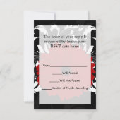 黒の明るく赤いガーベラのデイジー 出欠カード (裏面)