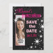 黒の星のQuinceañeraの写真のパーティー セーブザデート (正面)