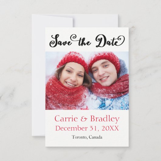 黒の星付きクローバー- 3 x 5日の日付を保存 セーブザデート (正面)