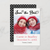 黒の星付きクローバー- 3 x 5日の日付を保存 セーブザデート (正面/裏面)