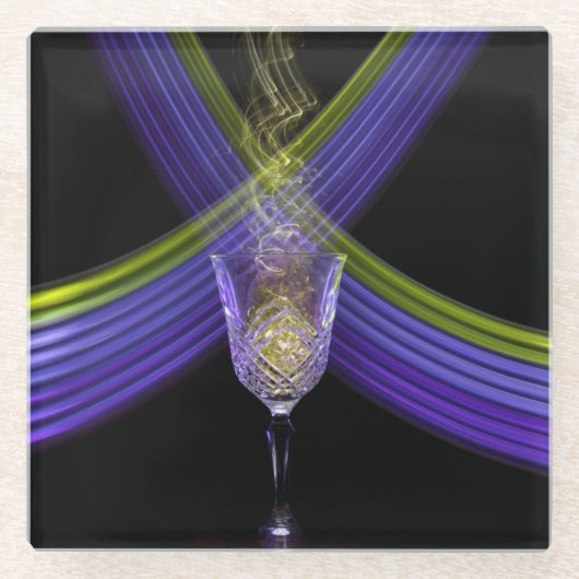 黒の時間のワイン ガラスコースター (正面)