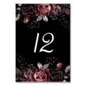 黒の暗い花模様結婚ゴシック テーブルナンバー (正面)