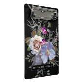 黒の暗く不機嫌な花柄 ミニクリップボード (アングル)