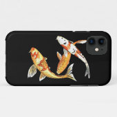 黒の東洋のコイの金魚 Case-Mate iPhoneケース (裏面(横))