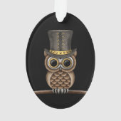 黒の枝のSteampunkのかわいいフクロウ オーナメント (裏面)