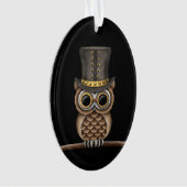 黒の枝のSteampunkのかわいいフクロウ オーナメント (正面)