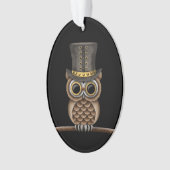 黒の枝のSteampunkのかわいいフクロウ オーナメント (正面)