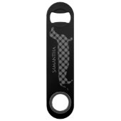 黒の格子縞のダックスフント スピード栓抜き (正面)