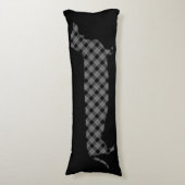 黒の格子縞のダックスフント ボディピロー (正面縦)