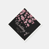 黒の桜の花びら ウェディング スタンダードカクテルナプキン (角)