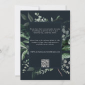黒の植物性フローラエレガントな結婚式詳細QR 招待状 (裏面)