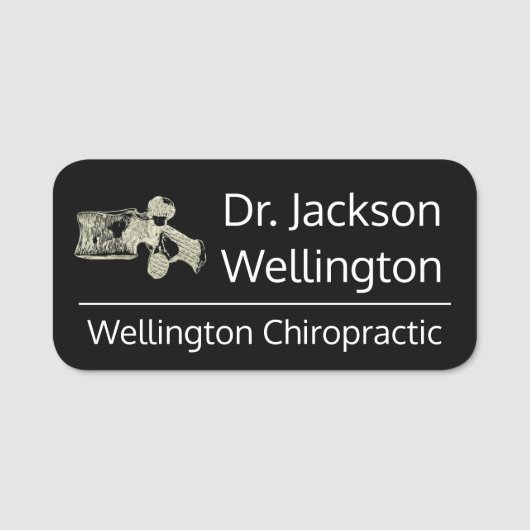 黒の椎骨のカイロプラクティックビジネス 名札 (正面)