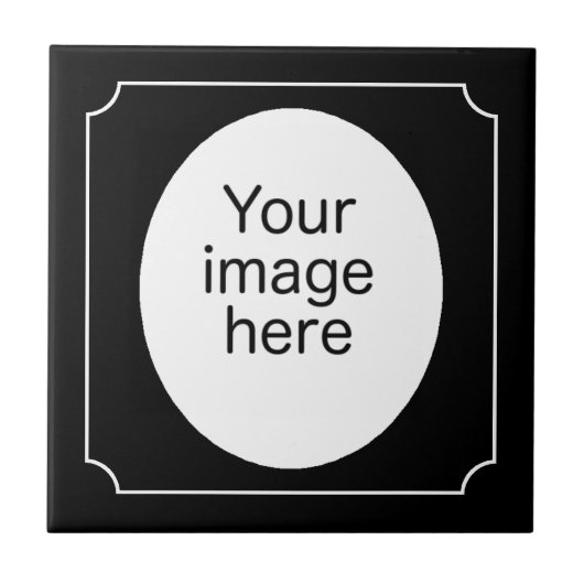 黒の楕円写真枠 タイル (正面)