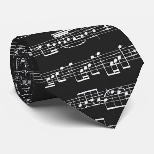 黒の楽譜のタイ ネクタイ (ロール)