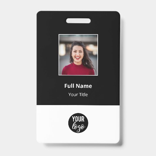 黒の標準企業の従業員名タグ バッジ (正面)