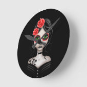 黒の死んだ女の子の悲しい日 ラウンド壁時計 (傾斜)