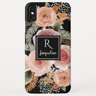 黒の水ガーリー色フローラBOHO緑の名前 iPhone XS MAXケース
