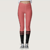 黒の水平ストライプ線 |名前 |さびたオレンジ レギンス (正面)