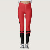 黒の水平ストライプ線 |名前 | Fire Engine Red レギンス (正面)