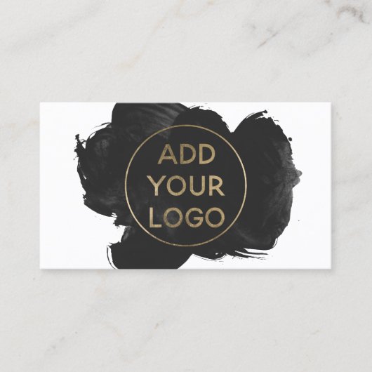 黒の水彩筆致 アップロード ロゴ 名刺 (正面)