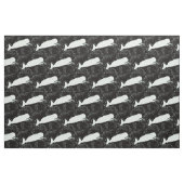 黒の水泳の白いクジラ ファブリック (ファットクウォーター)