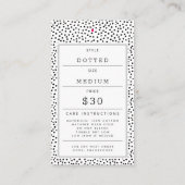 黒の水玉模様のベビー服 価格タグ ハングタグ 名刺 (裏面)