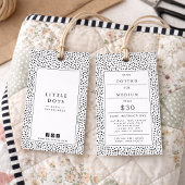 黒の水玉模様のベビー服 価格タグ ハングタグ 名刺