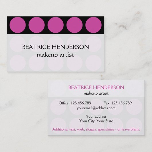 黒の水玉模様の色 名刺 (正面/裏面)