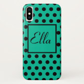 黒の水玉模様エレガントパターン(緑) Case-Mate iPhoneケース (裏面)